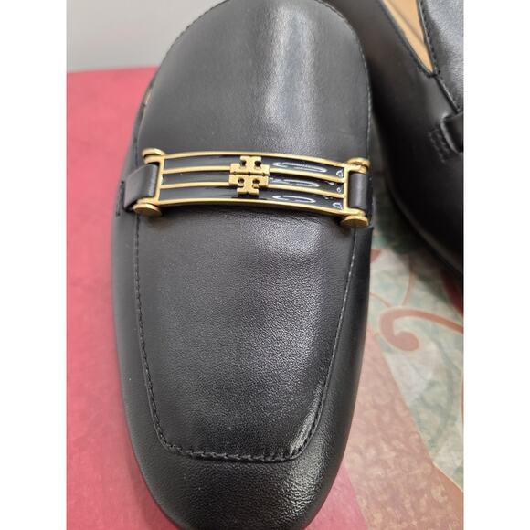 Tory Burch Amelia Backless Loafer Mule Flat Black Leather Size 6.5 Elegance - Picture 3 of 8